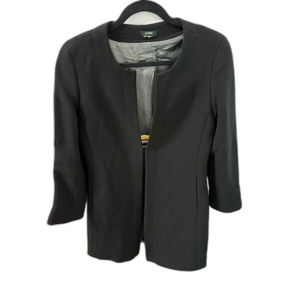 J Crew Women's Coat Wool Blend Long Black Fitted Size 10 Work Travel Casual - Picture 1 of 8